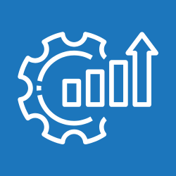 gear with arrow going up productivity icon